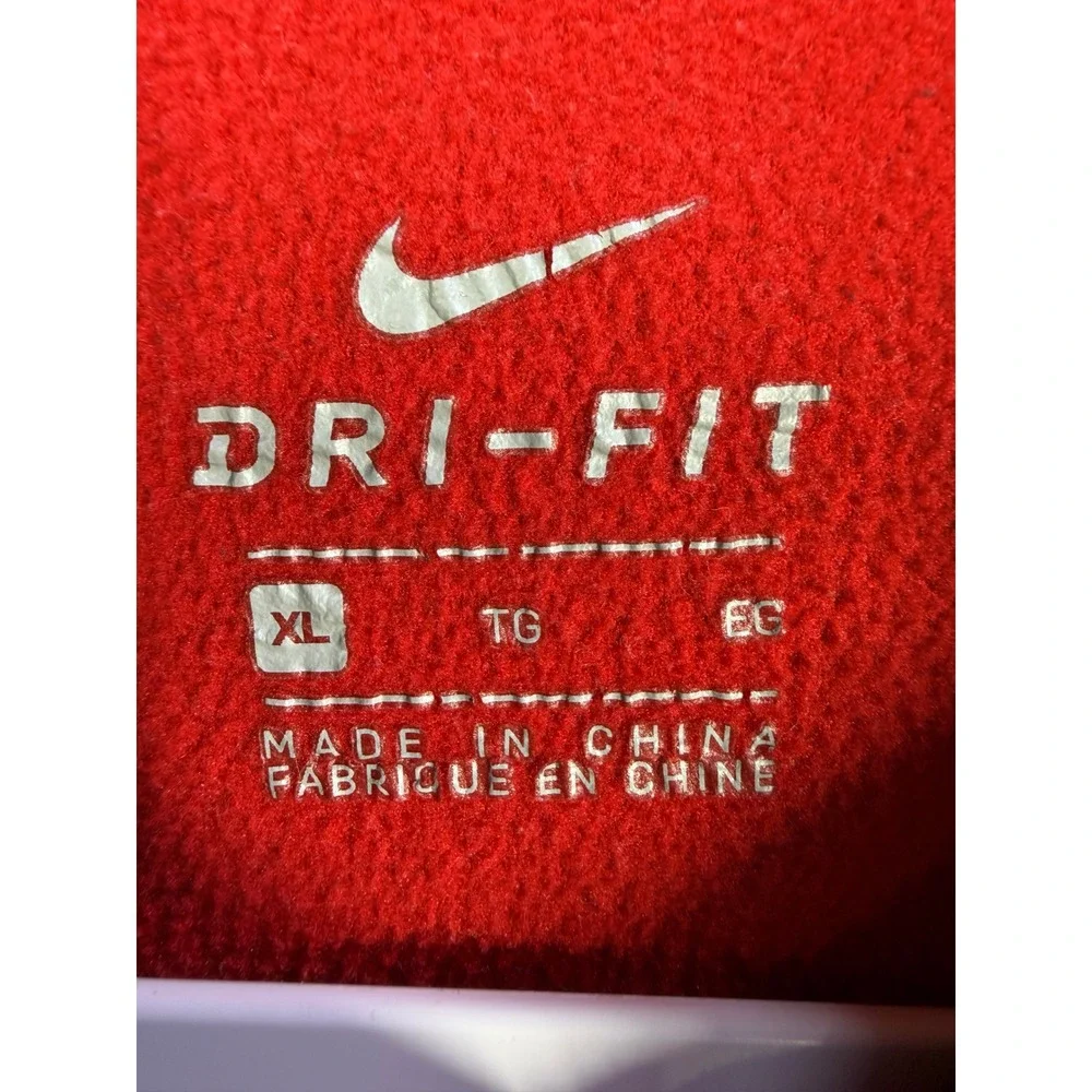 Nike Dri-FIT Hoodie Kids XL Red Black Swoosh Logo Athletic Sweatshirt Pullover